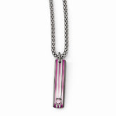 Edward Mirell Titanium Necklace with Grooved Anodized Finish & Pink Sapphire